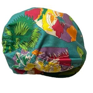 Vintage 80s Colorful tropical fish flat CAP Hat Abstract COTTON BEACH Island FUN